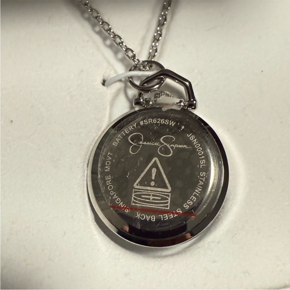 NWT Jessica simpson silver pendant Watch necklace - Picture 5 of 6